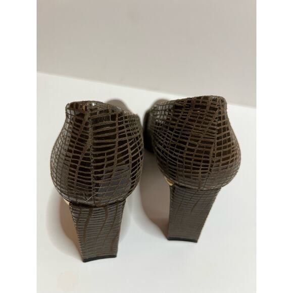 Vintage Proxy Made In Spain Leather snake embossed 2 1/2" block heels 7 1/2 NEW‎ - Picture 3 of 5